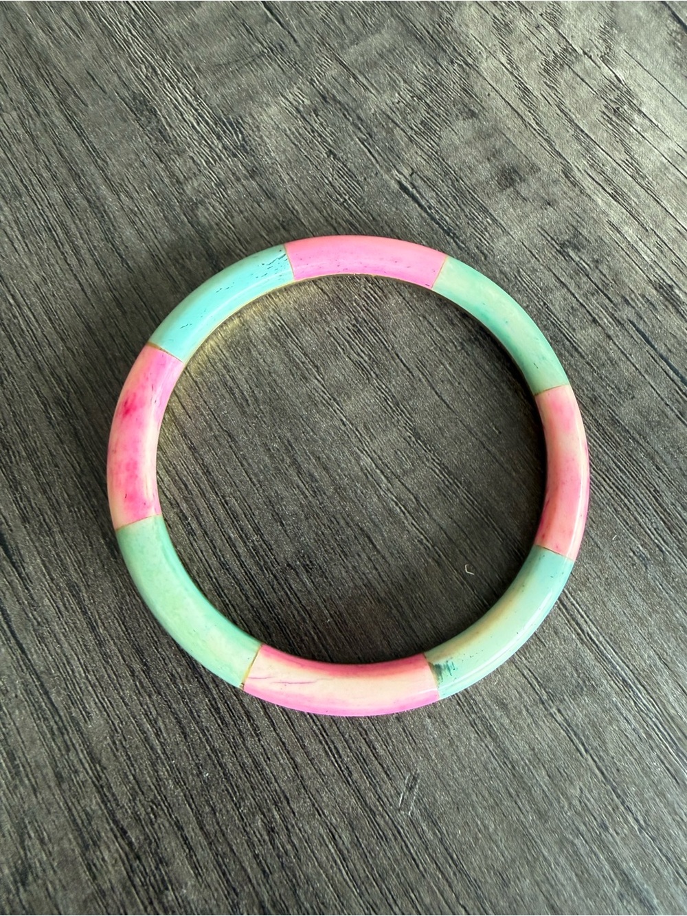 Pastel Pink & Mint Colorblock Women’s Bangle Bracelet